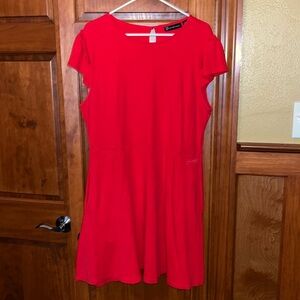 Red, cap sleeve dress w/pockets XL
